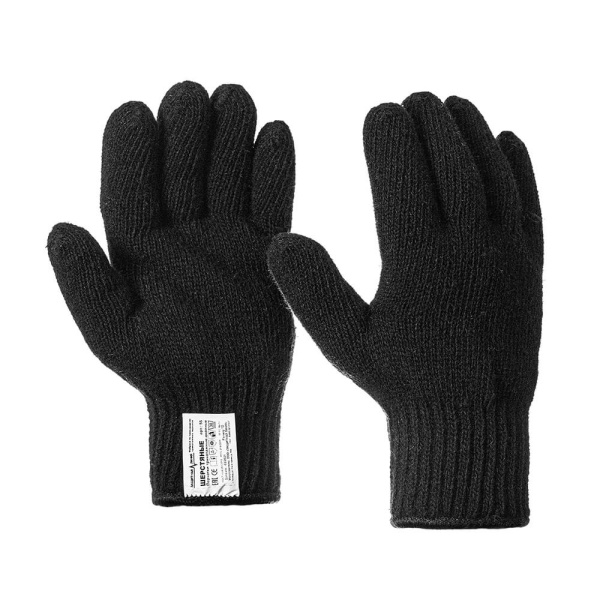 Перчатки шерстяные двойные (черный)