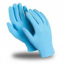 Перчатки ЭКСПЕРТ (DG-021), нитрил 0.08 мм, неопудренные, текстура на пальцах, цвет голубой