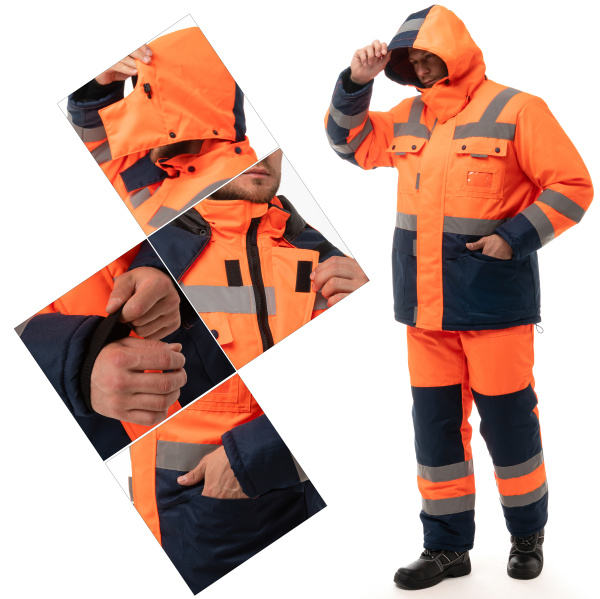 Костюм НОРДИК зимний с ПК (оранжевый/т.синий)