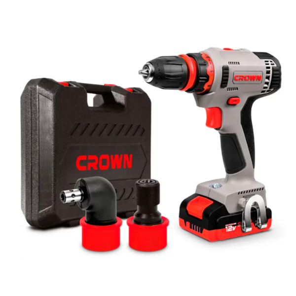 Аккумуляторный шуруповерт CROWN CT21081HQ-2 BMC 12В Li-ion 2х2,0Ач 380/1260об/мин