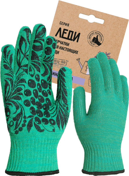 Перчатки х/б с ПВХ РЯБИНА-10 (зеленый)