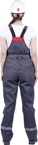 Полукомбинезон ХАЙ-ТЕК SAFETY женский (серый/красный)