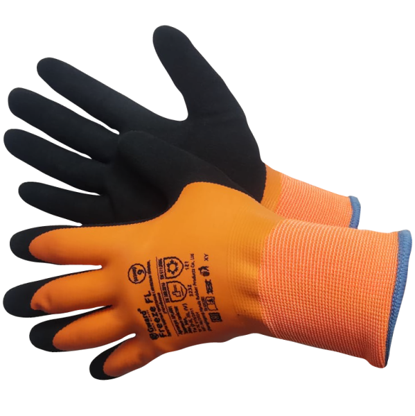 Перчатки FREEZE FL утепленные двухслойные со вспененным латексным покрытием (оранжевый)