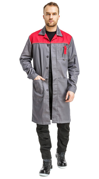 Халат RONTA HL102 (т.серый/красный)