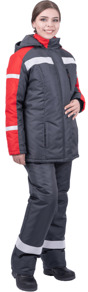 Костюм РОУД женский зимний с ПК (т.серый/красный)