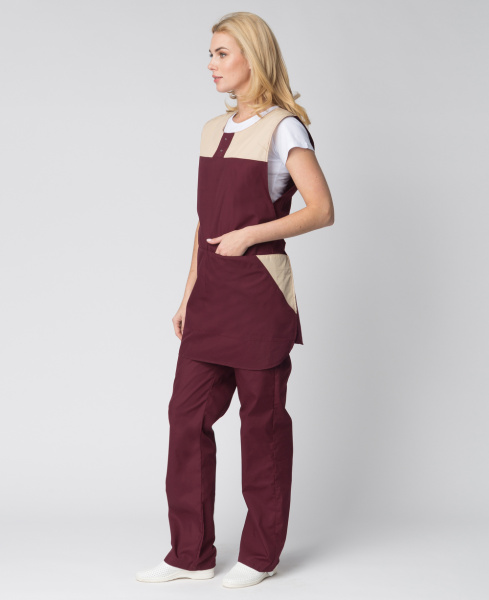 Фартук-сарафан, бордовый/бежевый
