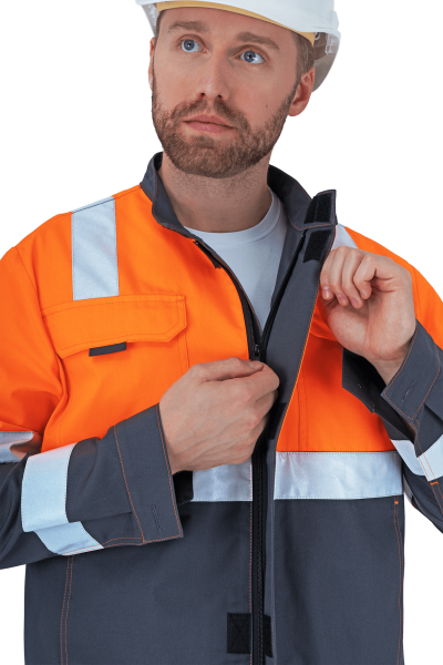 Костюм РЕФЛЕКТ-2 сигнальный с ПК (оранжевый/серый)