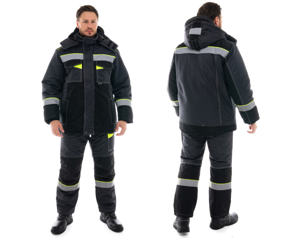 Костюм ОРЕГОН-МЕМБРАНА зимний с БР (т. серый/черный/лимонный)
