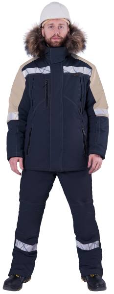 Куртка ХАЙ-ТЕК SAFETY зимняя (синий/бежевый)