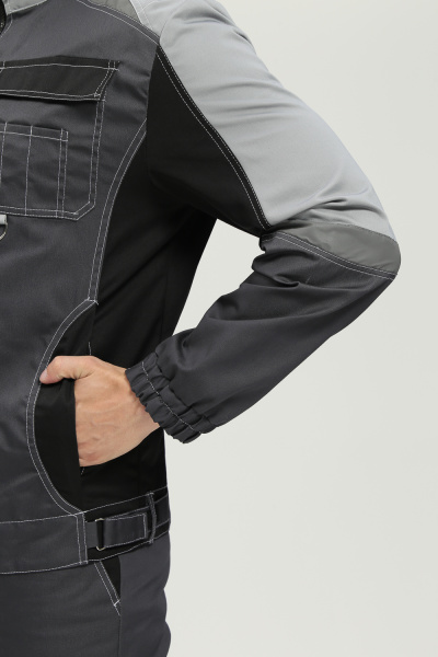 Костюм ВЕКТРОН-2 с ПК (т.серый/св.серый/черный)