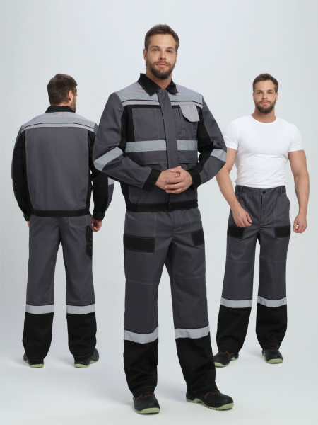 Костюм ВИВАТ-1 ПРЕМИУМ СН МВО с БР (т.серый/черный/св.серый)