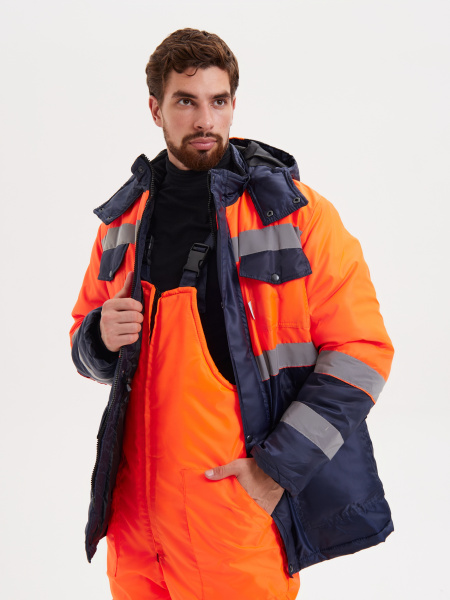 Костюм сигнальный зимний с ПК (оранжевый/т.синий)