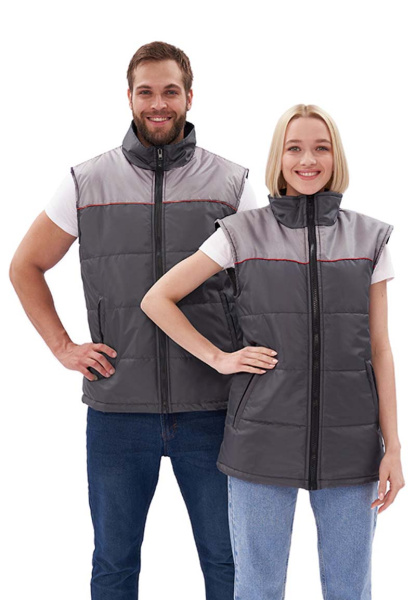 Жилет ФАВОРИТ зимний (т.серый/св.серый)