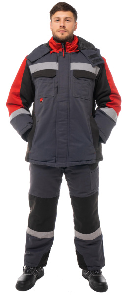 Костюм ФОРМУЛА зимний с СОП (т.серый/красный)