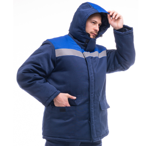 Куртка БРИГАДИР зимняя с манжетами с СОП (т.синий/васильковый)