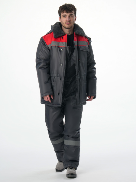 Костюм Т-УЛЬТРА-2 зимний с ПК (т.серый/красный)