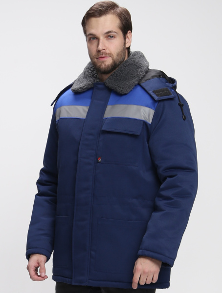 Куртка БРИГАДА NEW Смесовая зимняя (т.синий/васильковый)