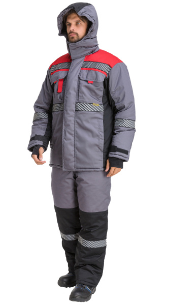 Костюм RONTA KS581 зимний с СОП (т.серый/красный/черный)