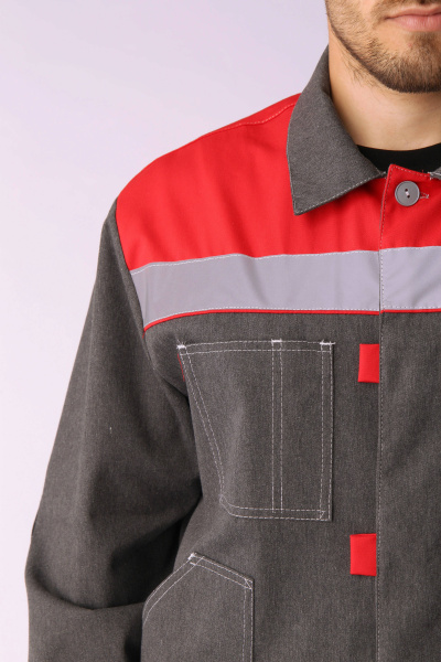 Костюм ЛИПЕЦК СОП с ПК (т.серый-меланж/красный)