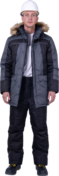 Куртка СКАНДИНАВИЯ ЛЮКС зимняя (серый/чёрный)