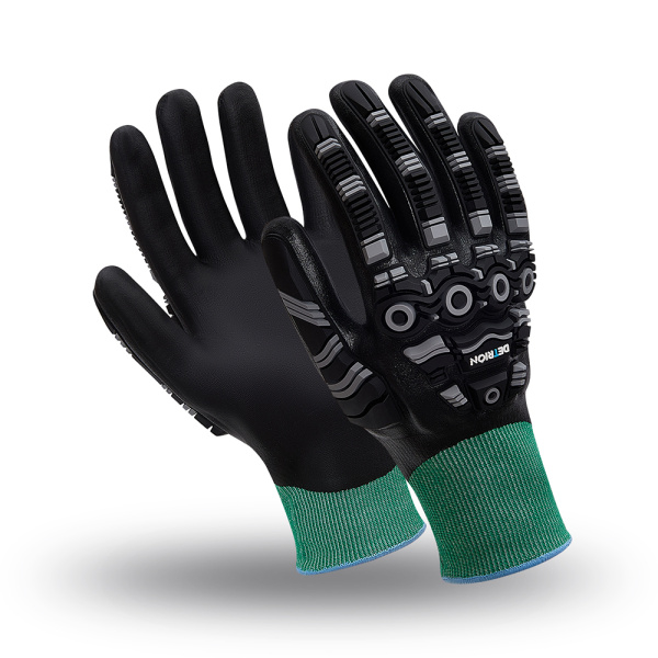 Перчатки ДЭТРИОН IG-823 Armorcut Technology нитрил Inpax оверлок (черный/красный)