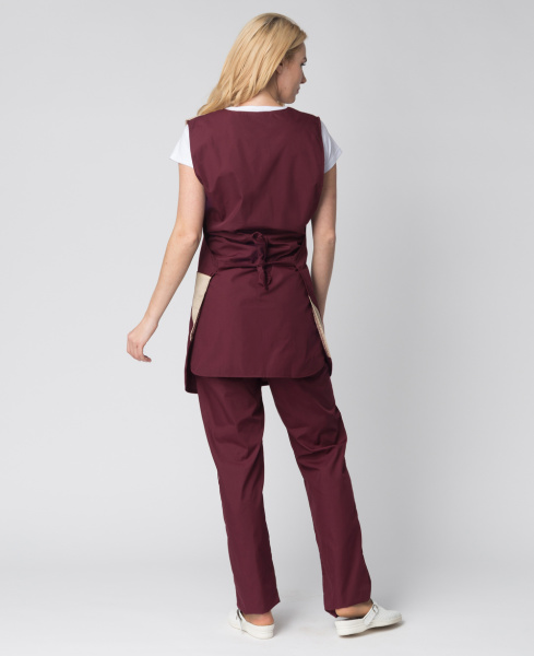 Фартук-сарафан, бордовый/бежевый