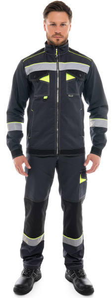 Костюм КОРВЕТ КОТТОН КБ1 с БР (т.серый/черный/лимон)