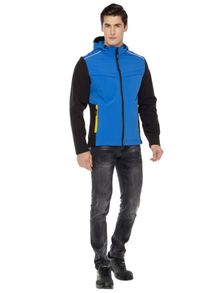 Куртка ТАЙМ софтшелл с капюшоном (васильковый/черный)