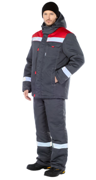 Костюм ТИМБЕР РФ зимний с ПК (т.серый/красный)