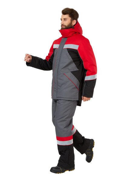 Костюм ПАМИР зимний с БР (серый/черный/красный)