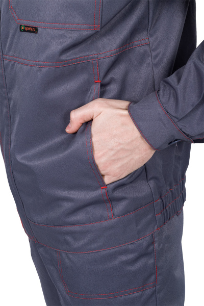 Костюм КМ-10 ЛЮКС летний с ПК (серый/красный)