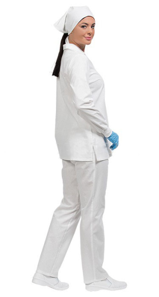 Костюм БЕЙКЕР женский с длинным рукавом (белый)