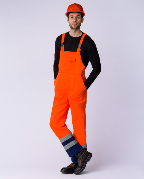 Костюм ДОРОЖНИК с укороченной курткой с ПК (оранжевый/т.синий)