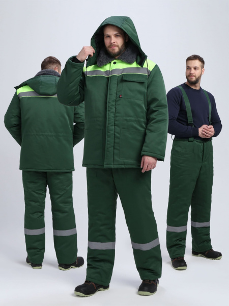Костюм ТРУЖЕНИК-УЛЬТРА-1 СОП зимний с БР (т.зеленый/лимонный)
