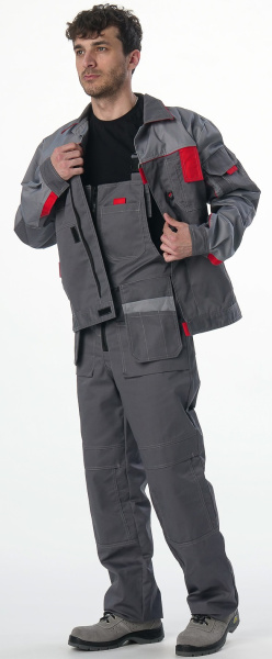 Костюм СОЮЗ-ПРОФЕССИОНАЛ-2 с ПК (т.серый/св.серый/красный)