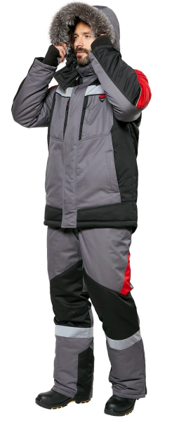 Костюм ПАМИР-НОРД зимний с ПК (серый/черный/красный)