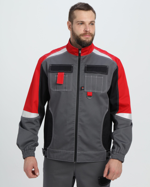 Костюм ВЕКТРОН-1 СН МВО с БР (серый/черный/красный)