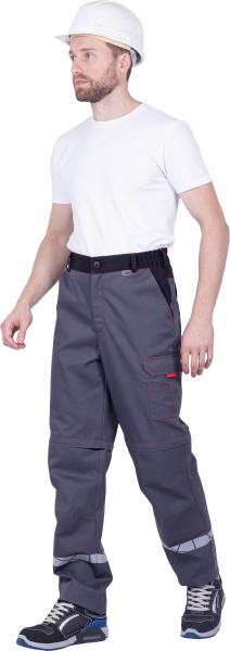 Брюки ХАЙ-ТЕК SAFETY (серый/чёрный/красный)