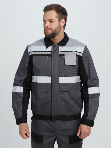 Костюм ВИВАТ-1 ПРЕМИУМ СН МВО с БР (т.серый/черный/св.серый)