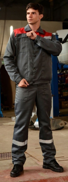 Костюм ТЕХНИК-2 СОП с ПК (серый/красный)