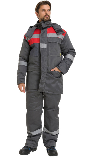 Куртка RONTA KR241 зимняя (т.серый/красный)