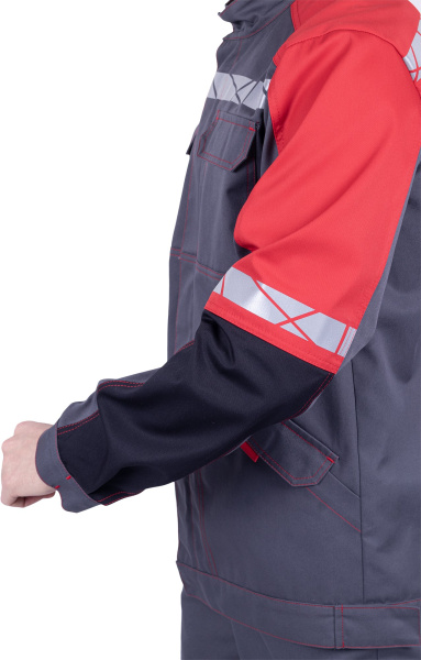 Куртка ХАЙ-ТЕК SAFETY (серый/чёрный/красный)