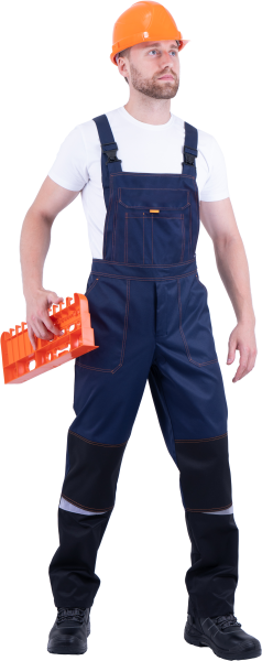 Костюм КМ-10 ЛЮКС с ПК (т.синий/оранжевый)