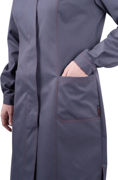 Халат КМ-10 ЛЮКС женский (серый/красный)