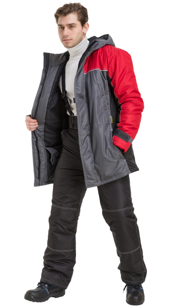 Куртка RONTA KR930 зимняя (т.серый/черный/красный)