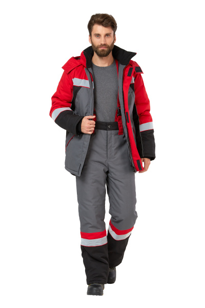 Костюм ПАМИР зимний с БР (серый/черный/красный)