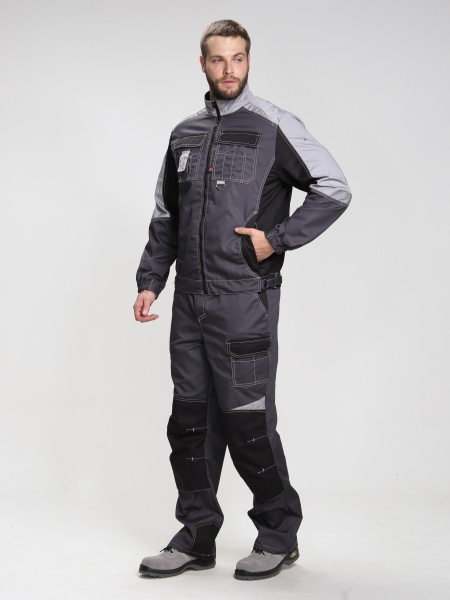 Костюм ВЕКТРОН-1 с БР (т.серый/св.серый/черный)