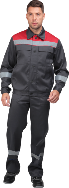 Костюм МАСТЕР ЛЮКС с ПК (серый/красный)
