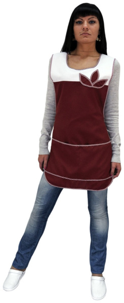 Фартук-сарафан ЦВЕТОК (бордовый/белый)