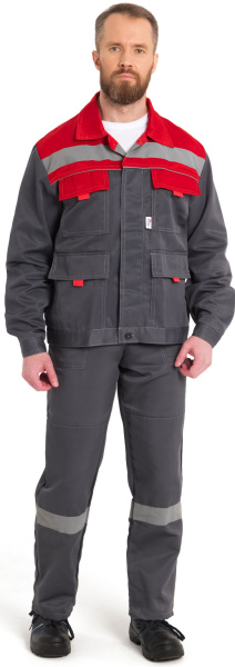 Костюм НОВА с СОП с ПК (т.серый/красный)